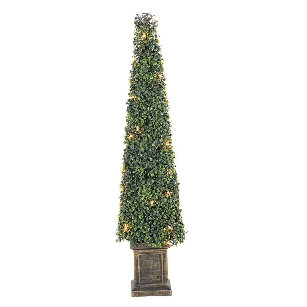 Sterling 3.5 ft. PreLit Potted Artificial Christmas Boxwood Tower Tree