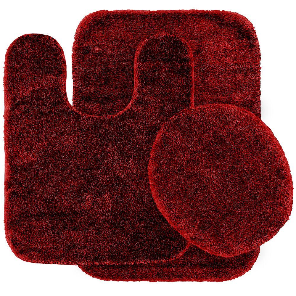 Garland Rug Traditional Chili Pepper Red 4 Piece Washable Bathroom