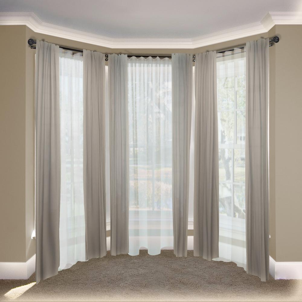 Emoh 13 16 Dia Adjule Bay Window Double Curtain Rod 20 To 36 38 72 In Black With London Finials Emoh 13 16 Dia Adjule Bay Window Double Curtain Rod 20 To 36 38 72 In Black With London Finials
