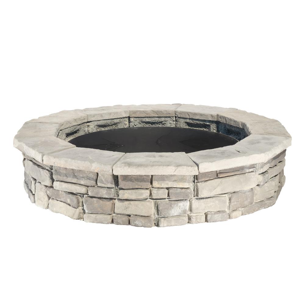 Natural Concrete Products Co 44 In Random Stone Gray Round Fire Pit Kit Rsfpg The Home Depot