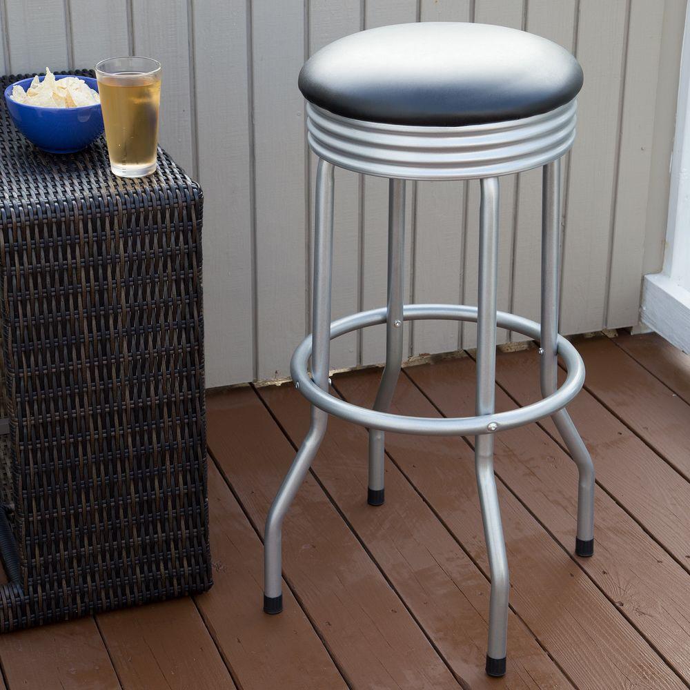 Trademark 32 5 In Silver Swivel Cushioned Bar Stool 99 1050 S The Silver Swivel Cushioned Bar Stool 99 1050 S The Home Depot