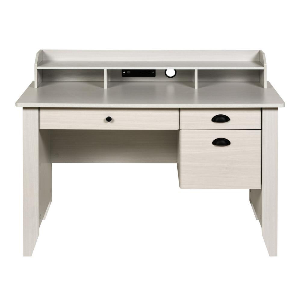 Onespace Executive Desk With Hutch Usb And Charger Hub Wood