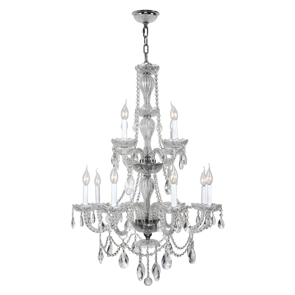 Worldwide Lighting Provence 12Light Polished Chrome and Clear Crystal