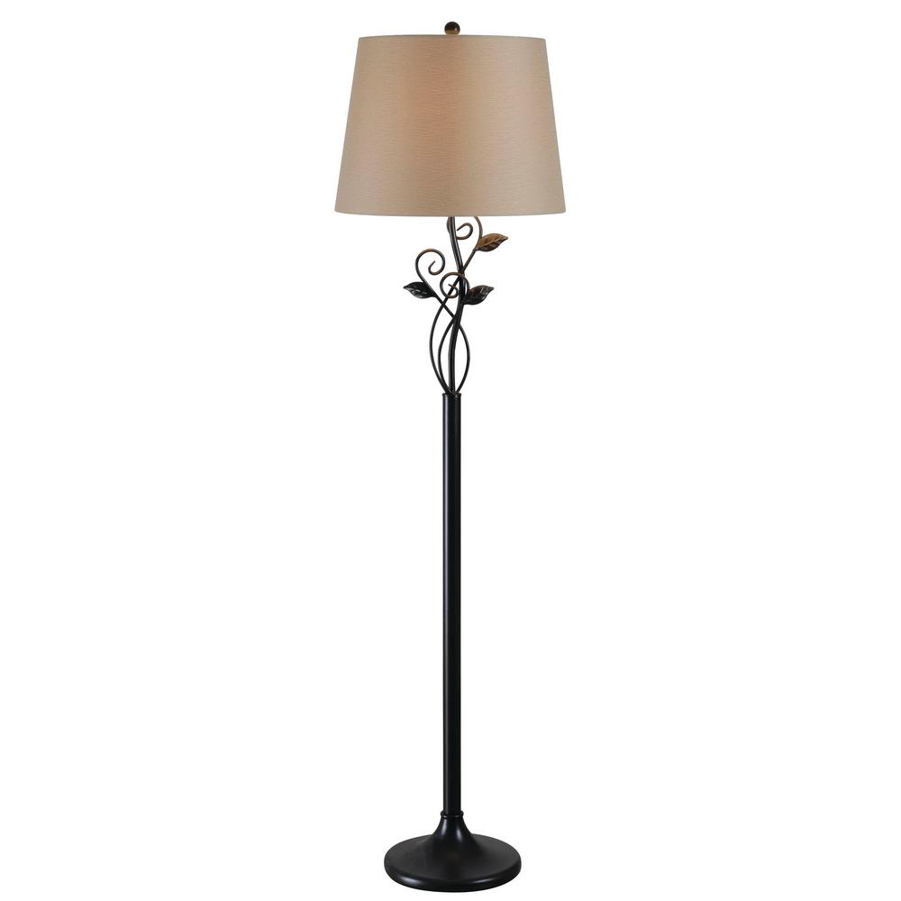 Kenroy Home Arbor 57 In Bronze Floor Lamp With Gold Shade