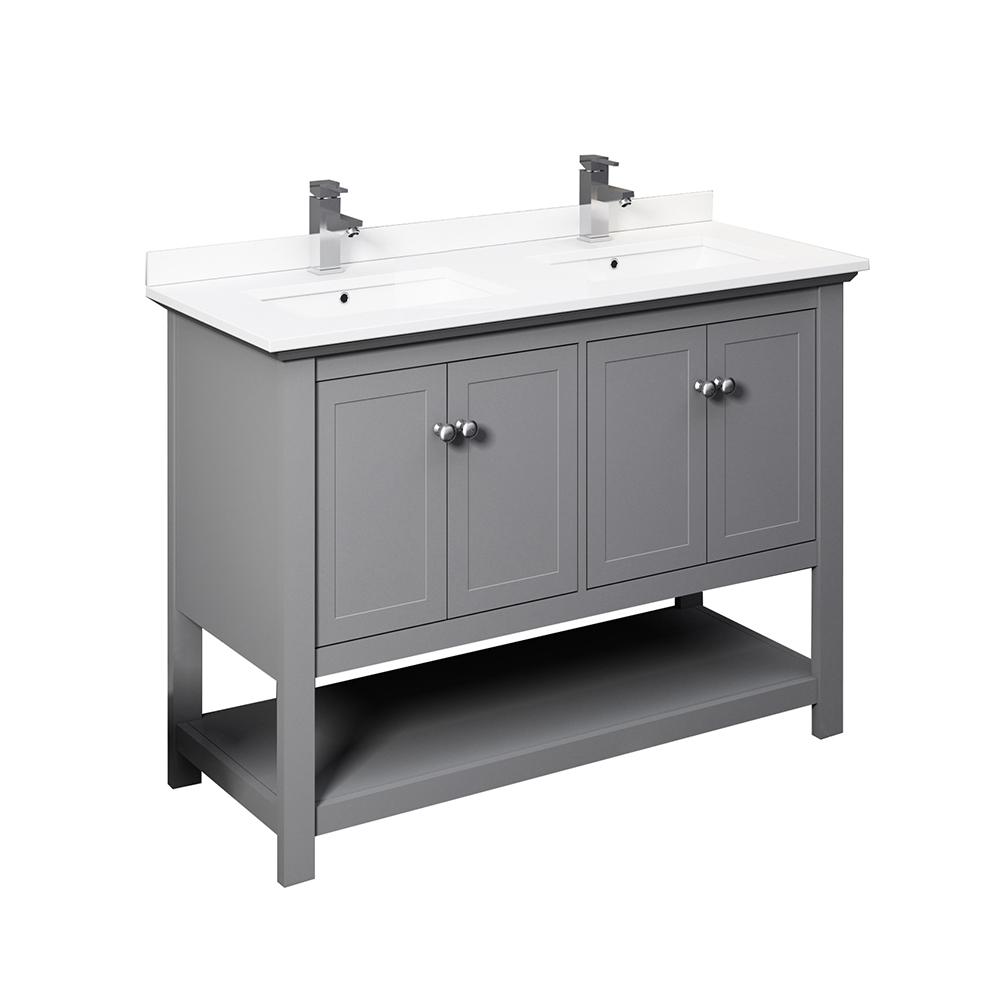 Fresca Manchester 48 In W Bathroom Double Bowl Vanity In Gray With Quartz Stone Vanity Top In White With White Basins Fcb2348gr D Cwh U The Home Depot