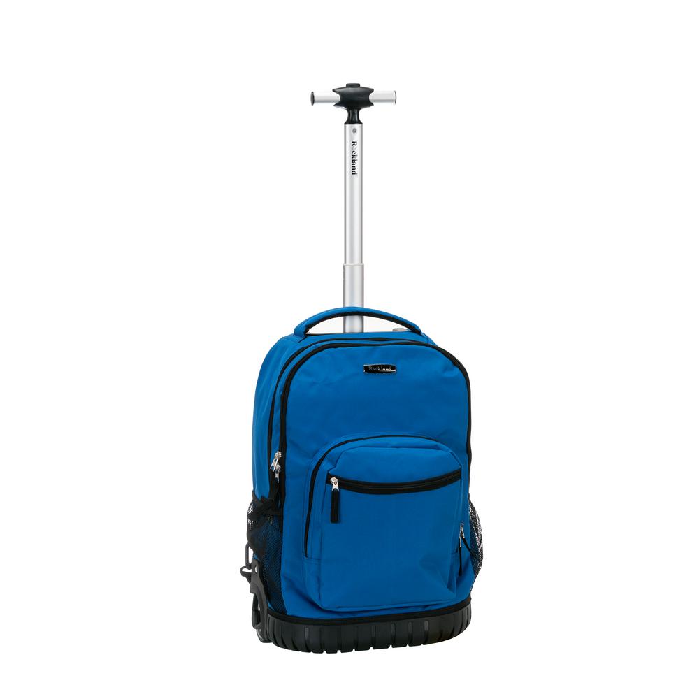 blue rolling backpack