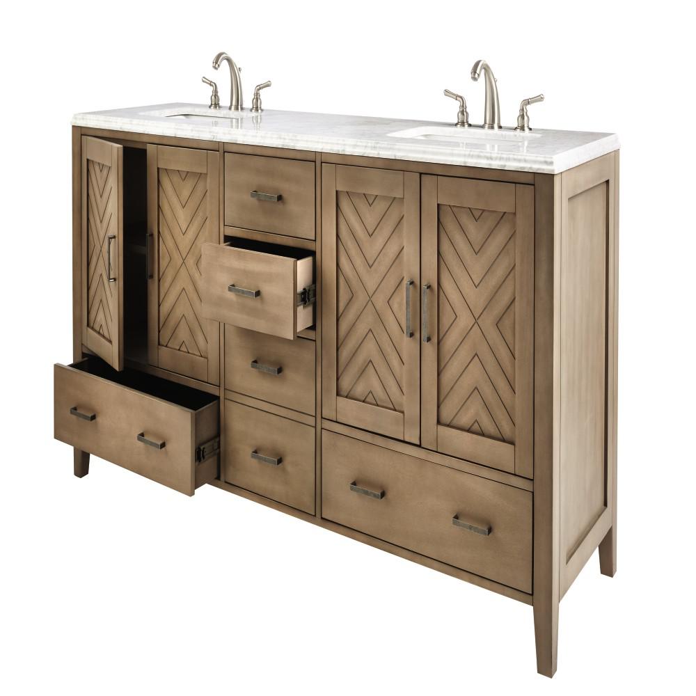 Home Decorators Collection Sedona 72 In W Double Vanity In Fawn Grey With Natural Marble Vanity Top In White With White Sink 9966000270 The Home Depot