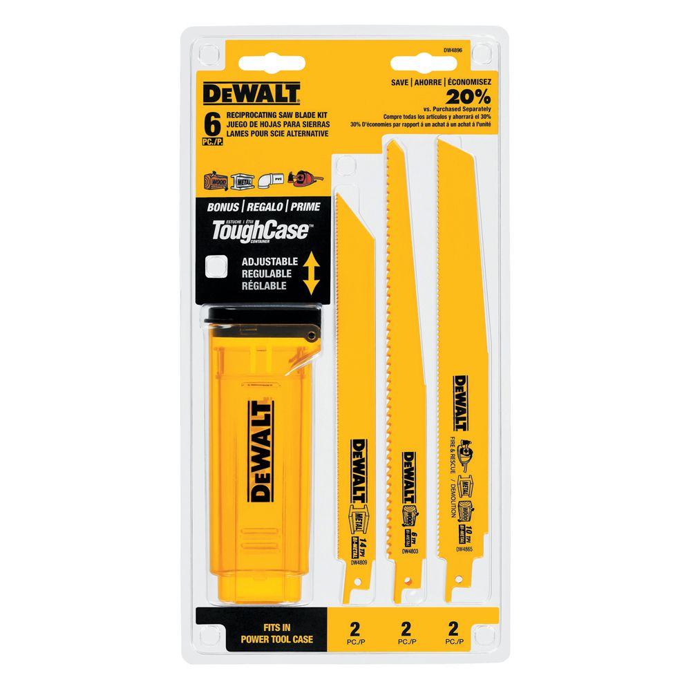 Dewalt Bi Metal Reciprocating Saw Blade Set With Telescoping Case 6 Piece Dw4896 The Home Depot 