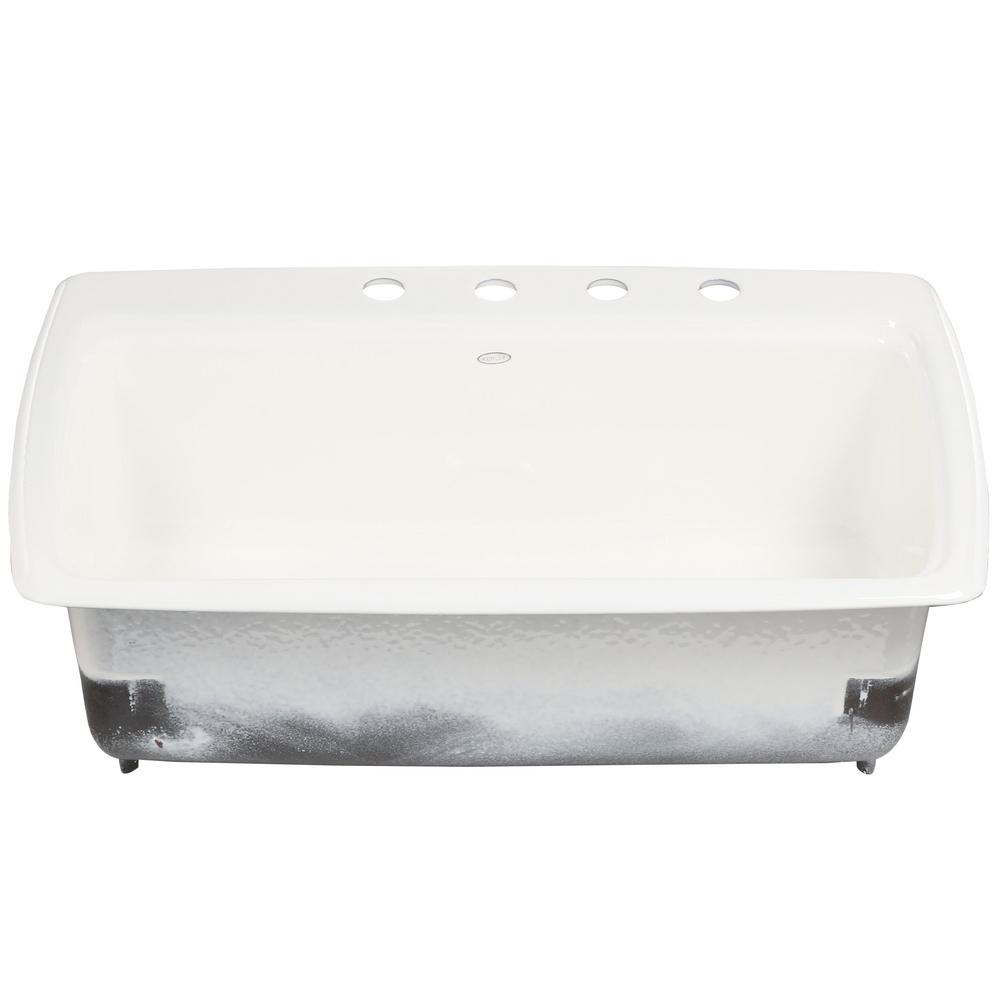 KOHLER Cape Dory Dropin Cast Iron 33 in. 4Hole Single Bowl Kitchen