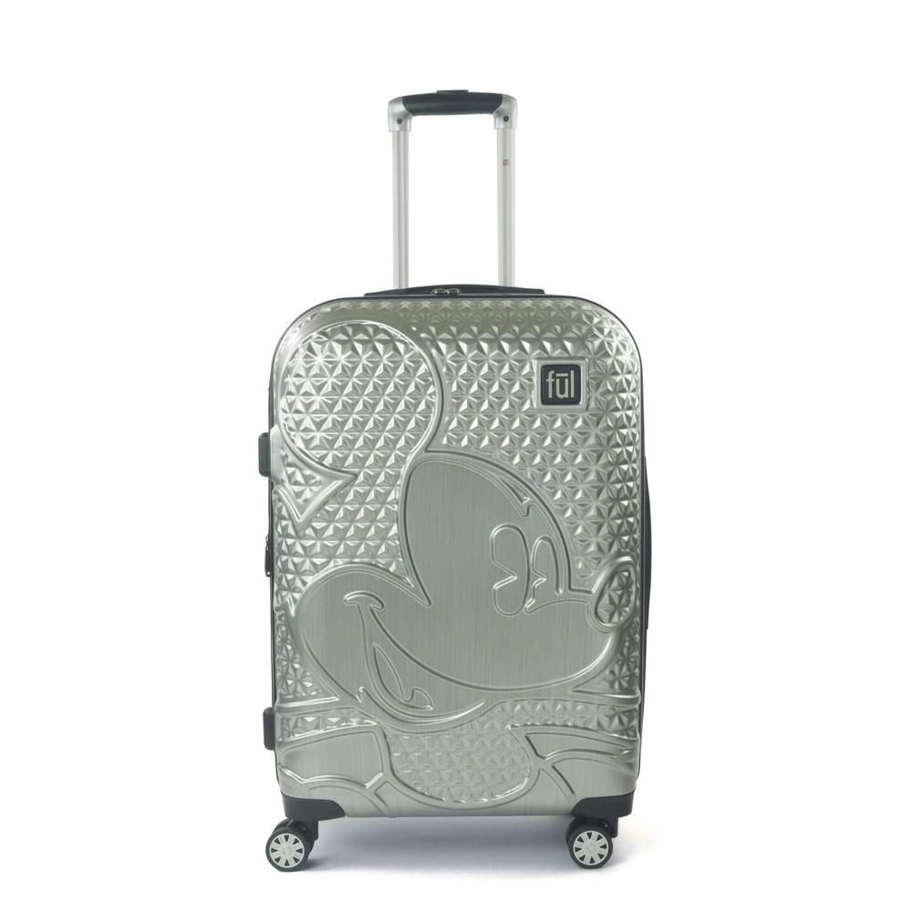Ful Disney Textured Mickey Mouse 25 in. Silver HardSided Rolling Luggage ECFC5007040 The