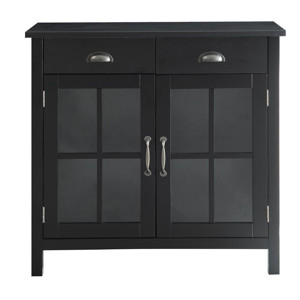 Urban Style Living Olivia Black Accent Cabinet, 2-Glass ...