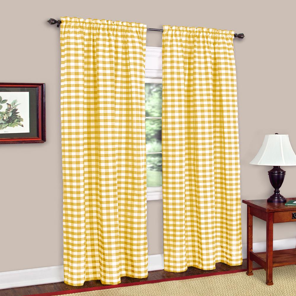 Gingham Rod Pocket Curtains Drapes Window Treatments The