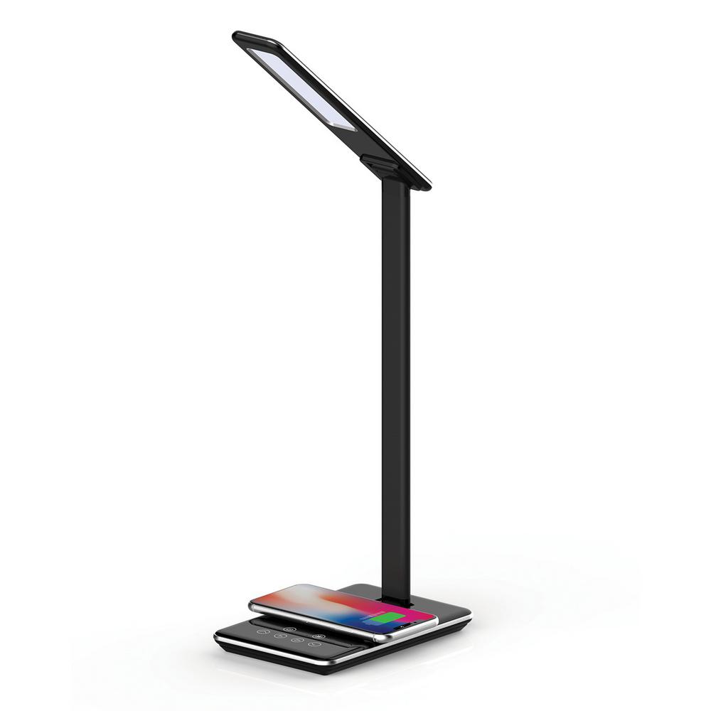 Supersonic 7.09 in. Black LED Desk Lamp with Qi ChargerSC6040QI
