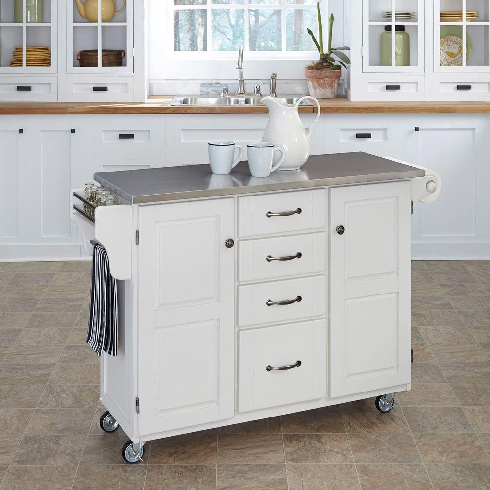 Home Styles Create-a-Cart White Kitchen Cart With Stainless Top 9100 ...