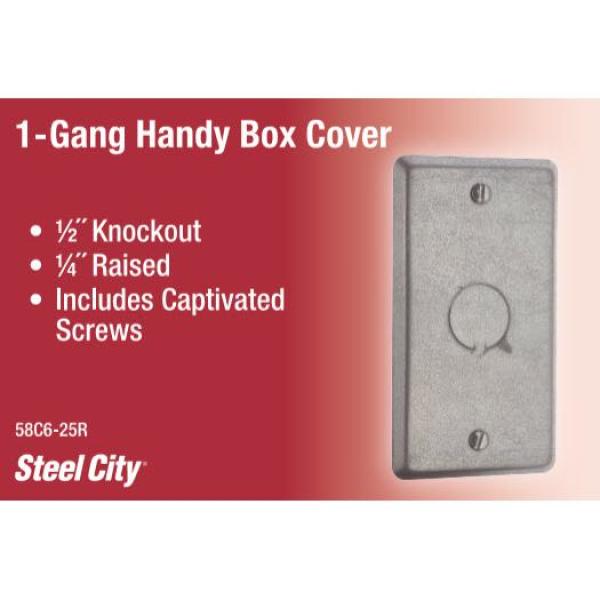 Steel City 1 Gang Metal Electrical Box Cover With 1 2 In Knockout 58c6 25r The Home Depot