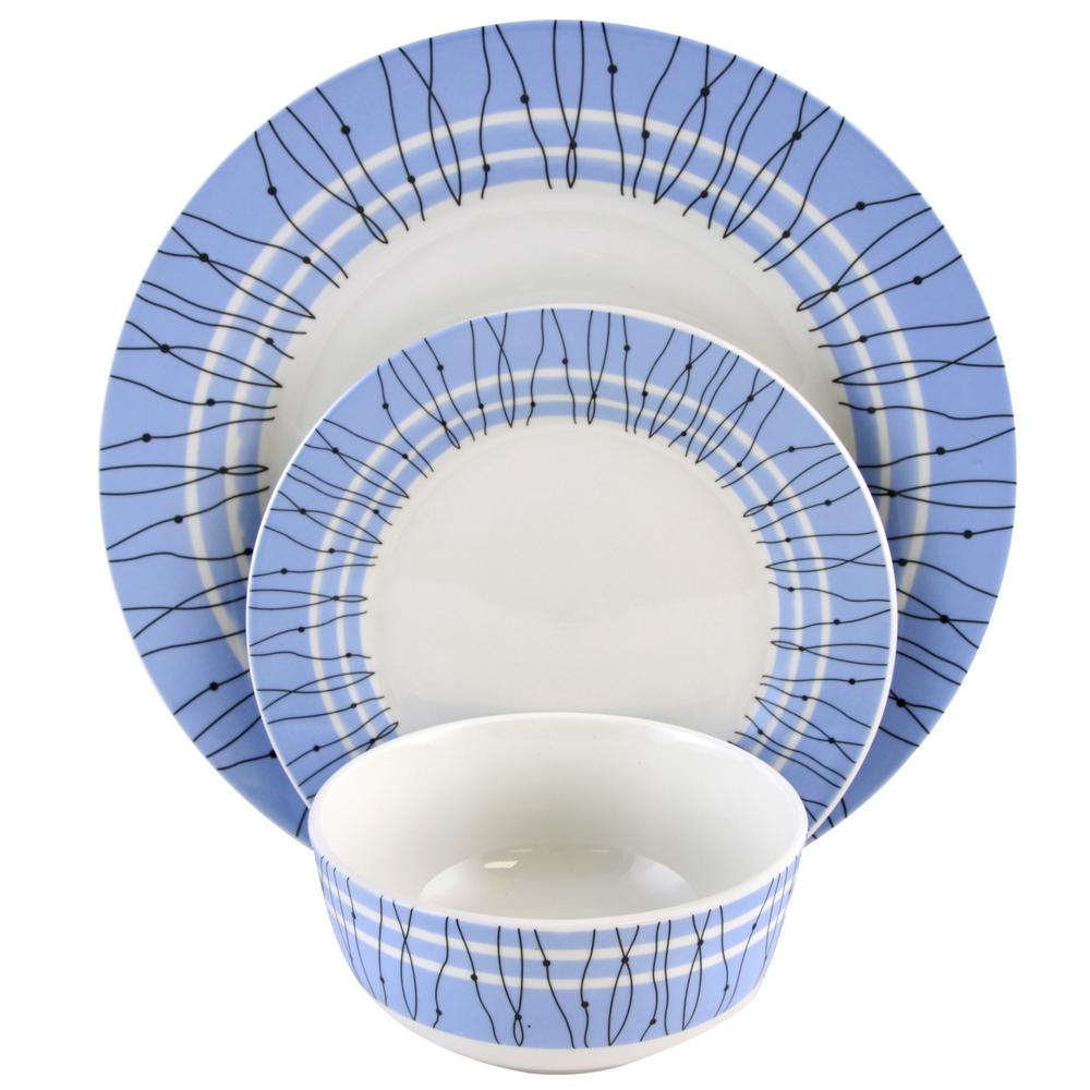 Gibson Home 12Piece Decorated Classic Blue Fine Ceramic Dinnerware Set