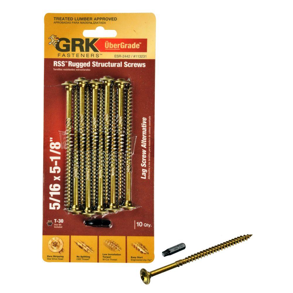 GRK Fasteners 5/16 in. x 31/8 in. Rugged Structural Screw (15Piece per Pack)113221 The Home