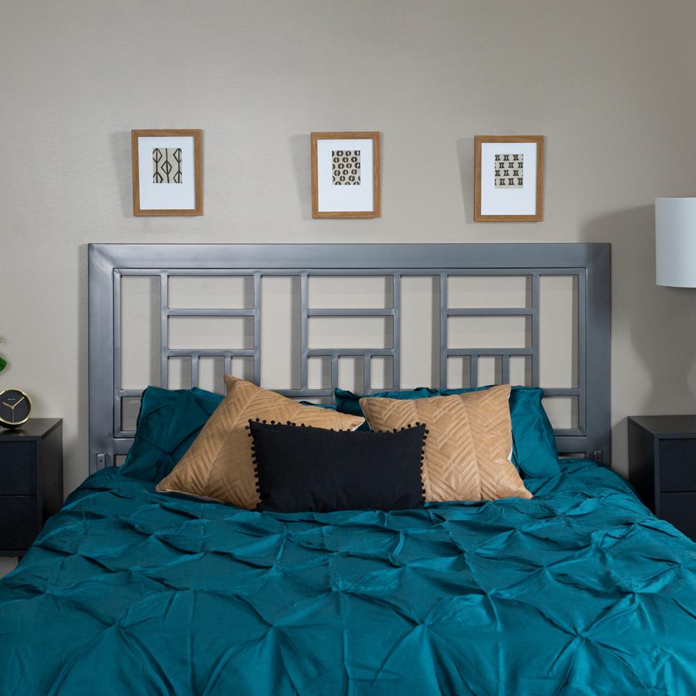 Walker Edison Furniture Company Gun Metal Grey Queen Metal Square