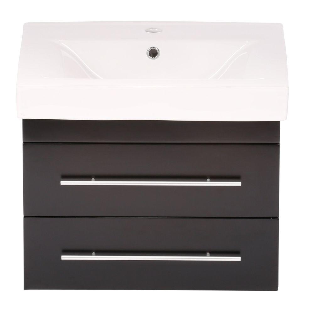 Bellaterra Home Lyon S 25 In W Single Vanity Black With Bellaterra Home Lyon S 25 In W Single Vanity Black With Porcelain Top