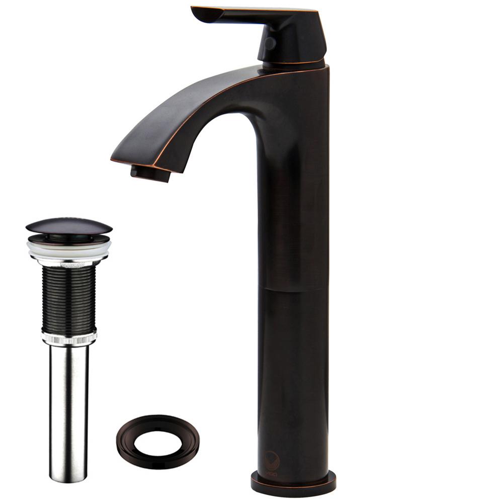 VIGO Linus Single Hole SingleHandle Vessel Bathroom Faucet with PopUp Drain in Antique Rubbed