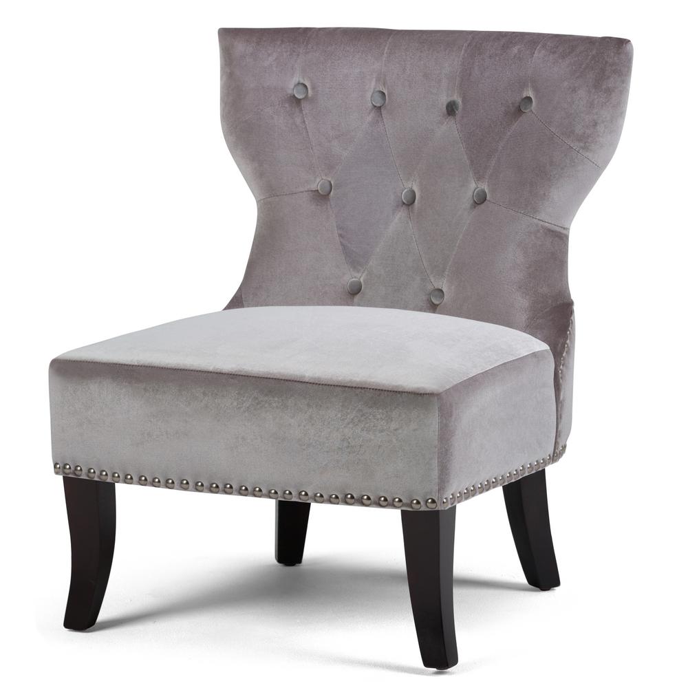 Grey Slipper Chair Accent Chairs The Home Depot Kitchener Grey Velour Tufted Accent Chair