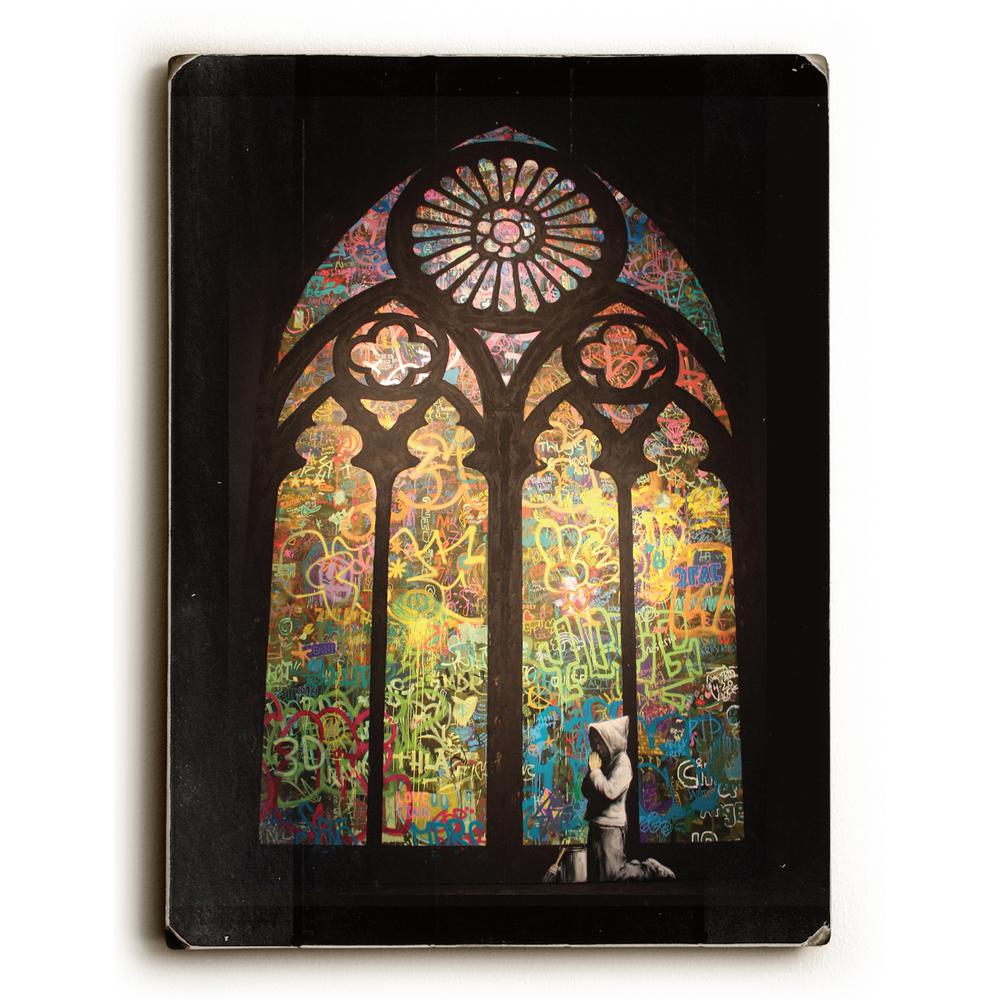 9 In X 12 Stained Glass By Banksy Solid Wood Wall Art
