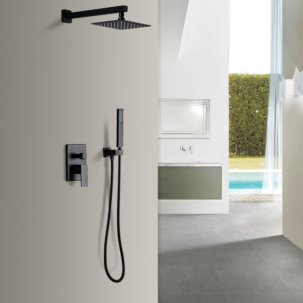 Black Shower Rail Head Hand Set Durable for Bathroom Shower Room Modern design
