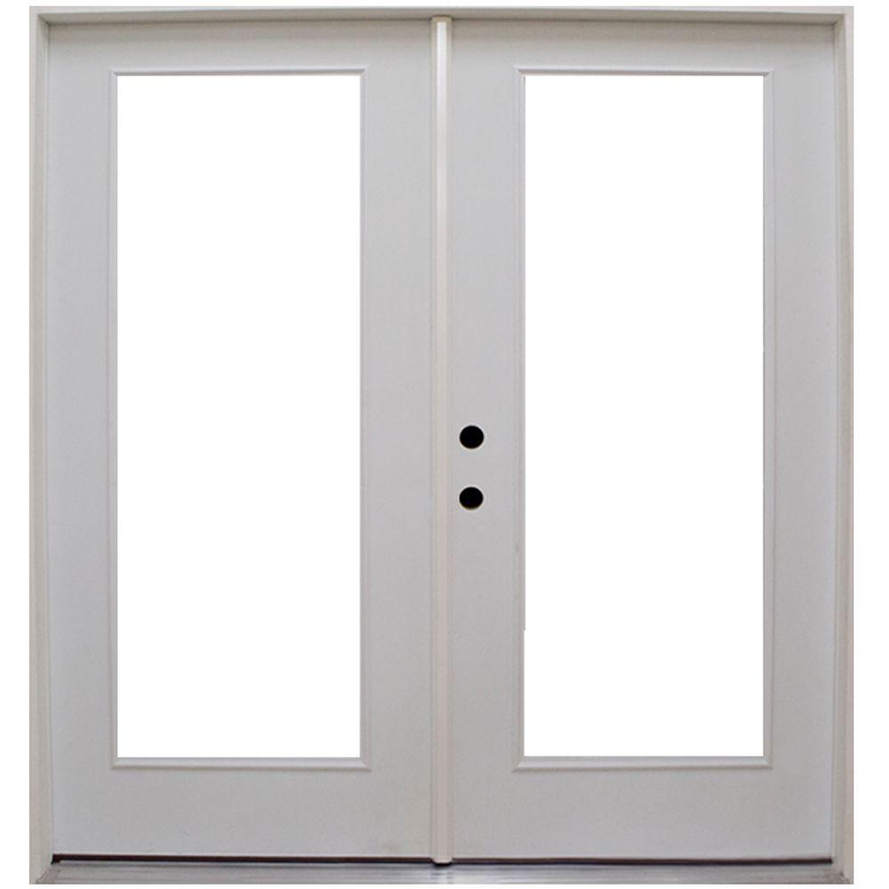 Steves Sons 71 In X 78 Premium Right Hand Full Lite Low E Premium Right Hand Full Lite Low E Primed White Steel Patio Door