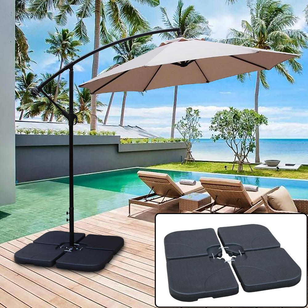 Maypex 130 Lbs Capacity Weighted Cantilever And Offset Patio Umbrella Base In Black 4 Piece 300293 The Home Depot