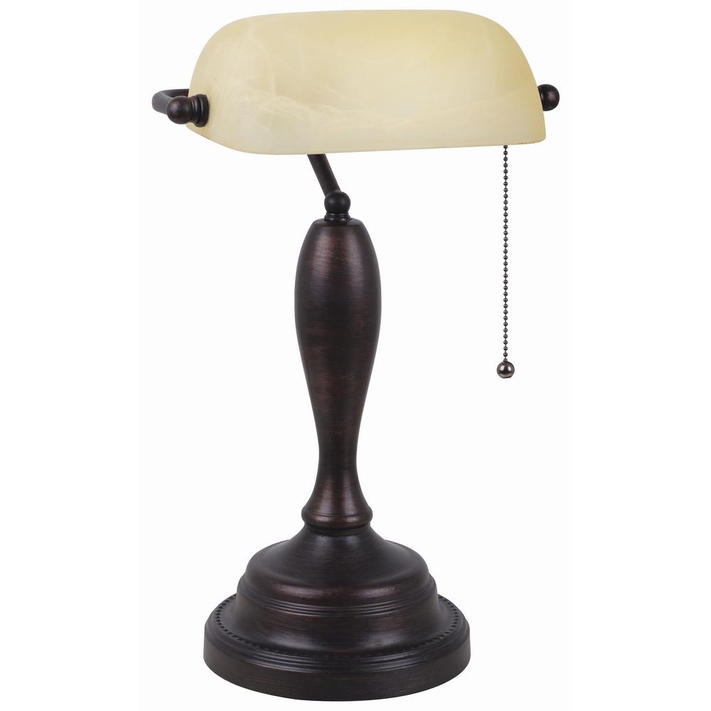 Tensor 17 75 In Bronze Banker S Desk Lamp With Alabaster Amber