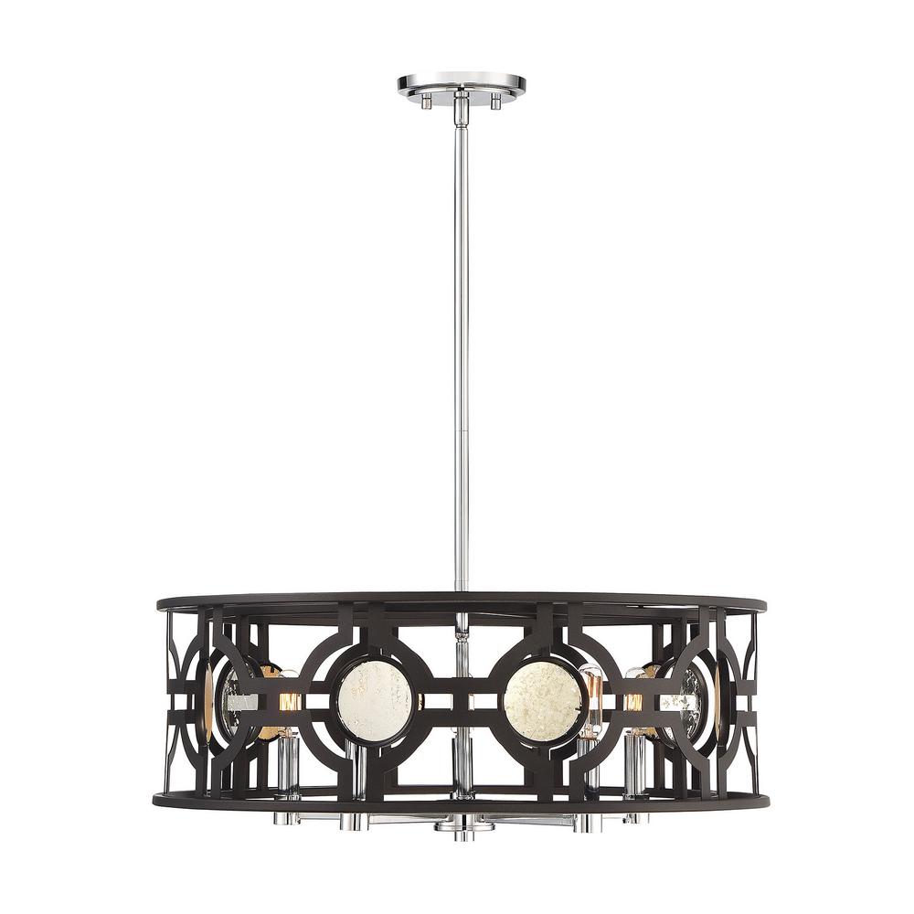 Filament Design 5 Light Bronze And Chrome With Antique Mirror Accents Pendant