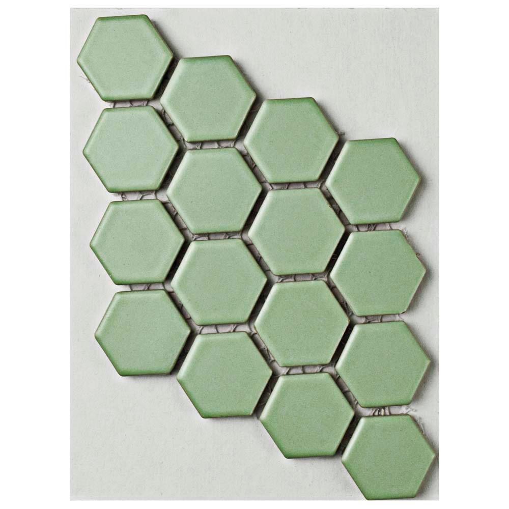 Green Floor Bathroom Tile Samples The Home Depot Metro Hex Matte Light Green Porcelain Mosaic Tile 3 In X 4