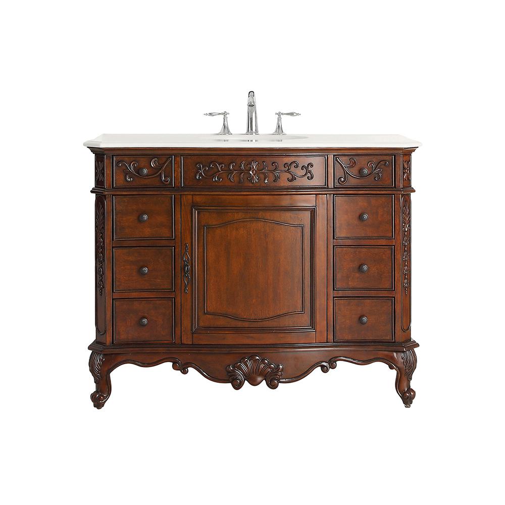 Winslow 45 In W X 22 In D Vanity In Antique Cherry With Marble Vanity Top In White With White Sink