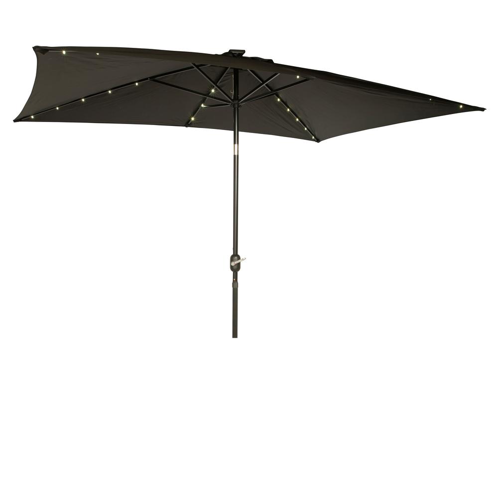 Trademark Innovations 10 Ft X 6 5 Ft Rectangular Solar Powered Led Lighted Patio Umbrella In Black Umbled Rect Blk The Home Depot