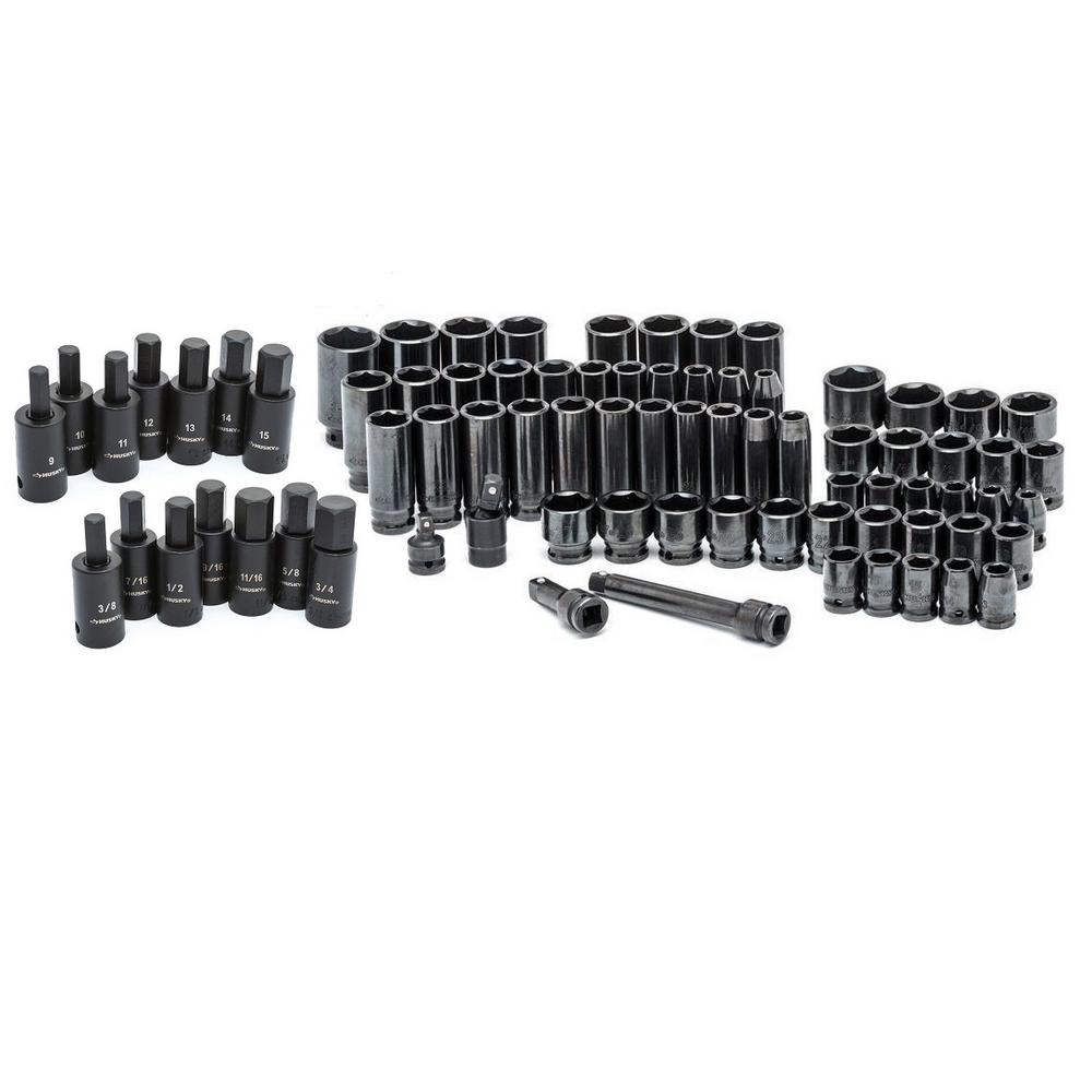 Husky Hex Bit Impact Driver Socket Set 1//2 in Drive 7 Piece Metric Sockets Tool