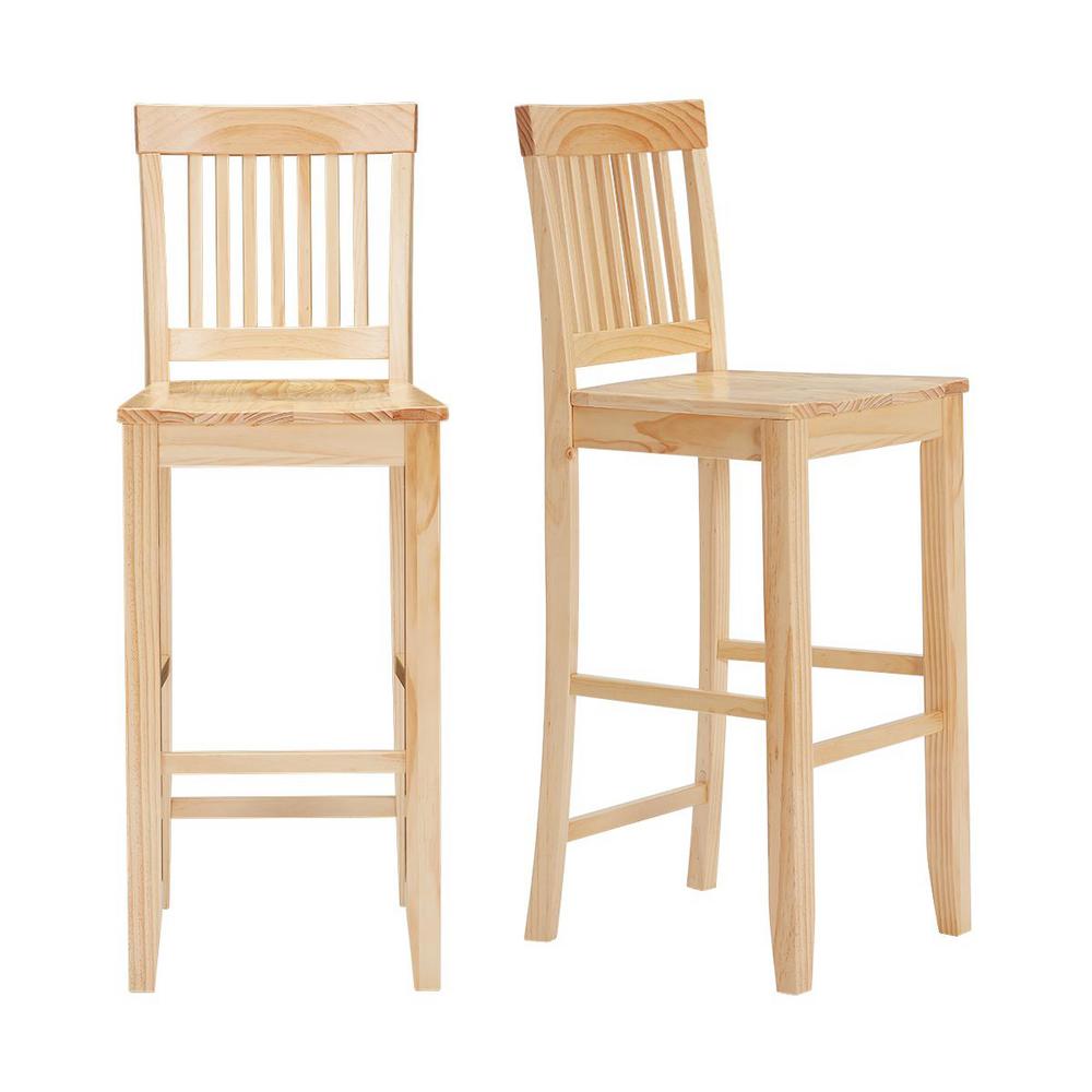 Stylewell Scottsbury Unfinished Wood Bar Stool With Slat Back Set Of 2 19 14 In W X 44 52 In H Natural Dc 2004 Bar Na Kitchen Fans Of Classic Farmhouse Style Will Appreciate Th