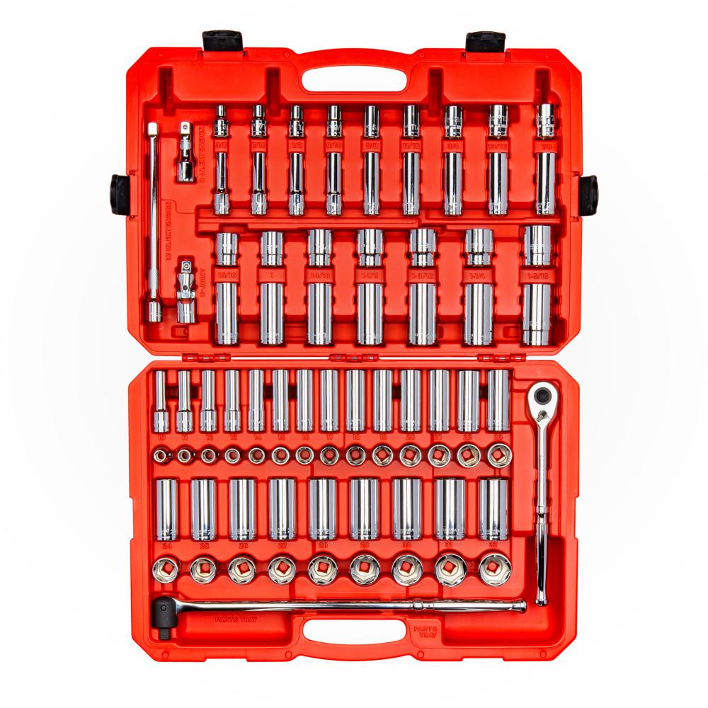 TEKTON 1/2 Inch Drive 6-Point Socket & Ratchet Set, 84-Piece (3/8 - 1-5/16 in., 10-32 mm)  SKT25302