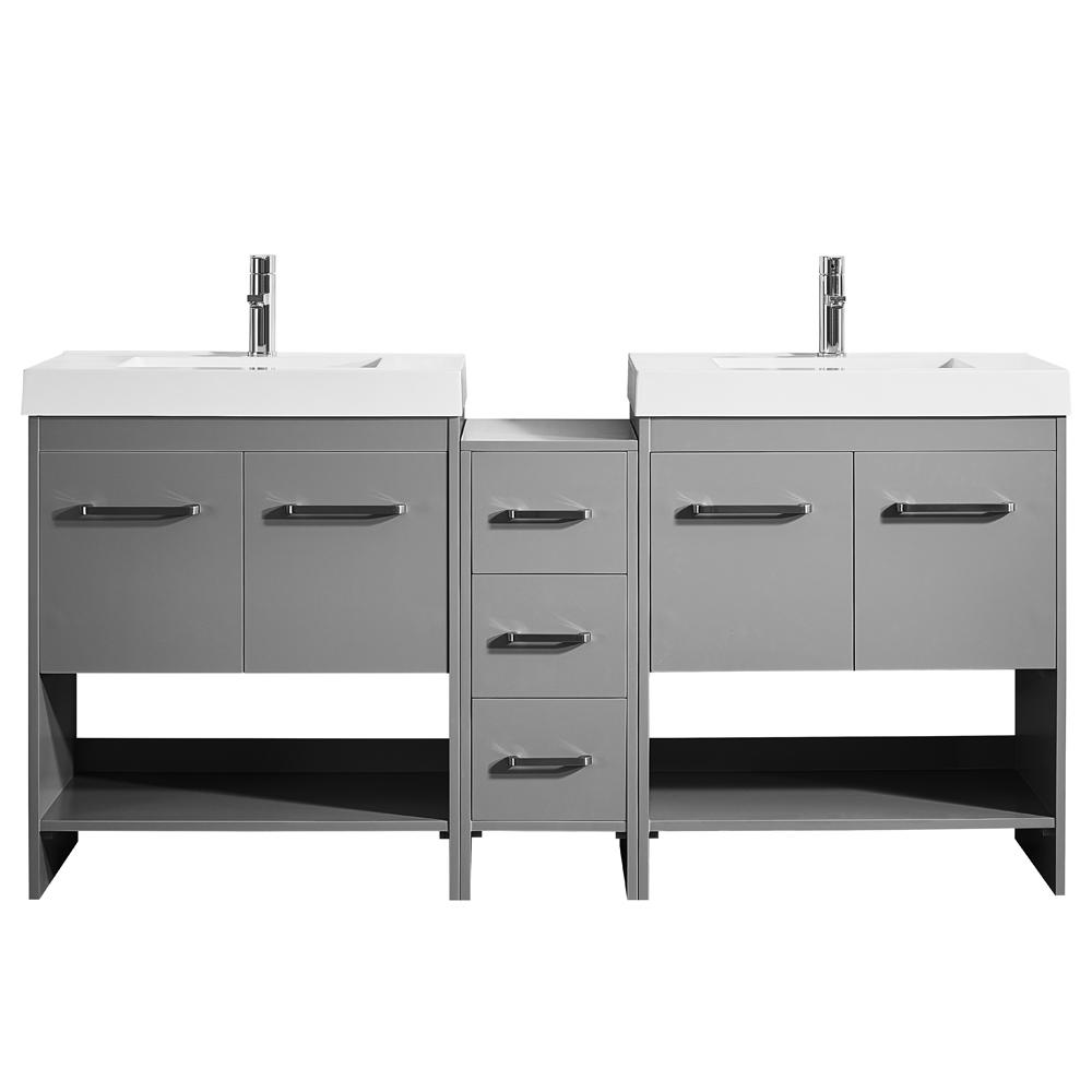 Vinnova Siena 72 in. W x 18 in. D Vanity in Grey with Acrylic Vanity