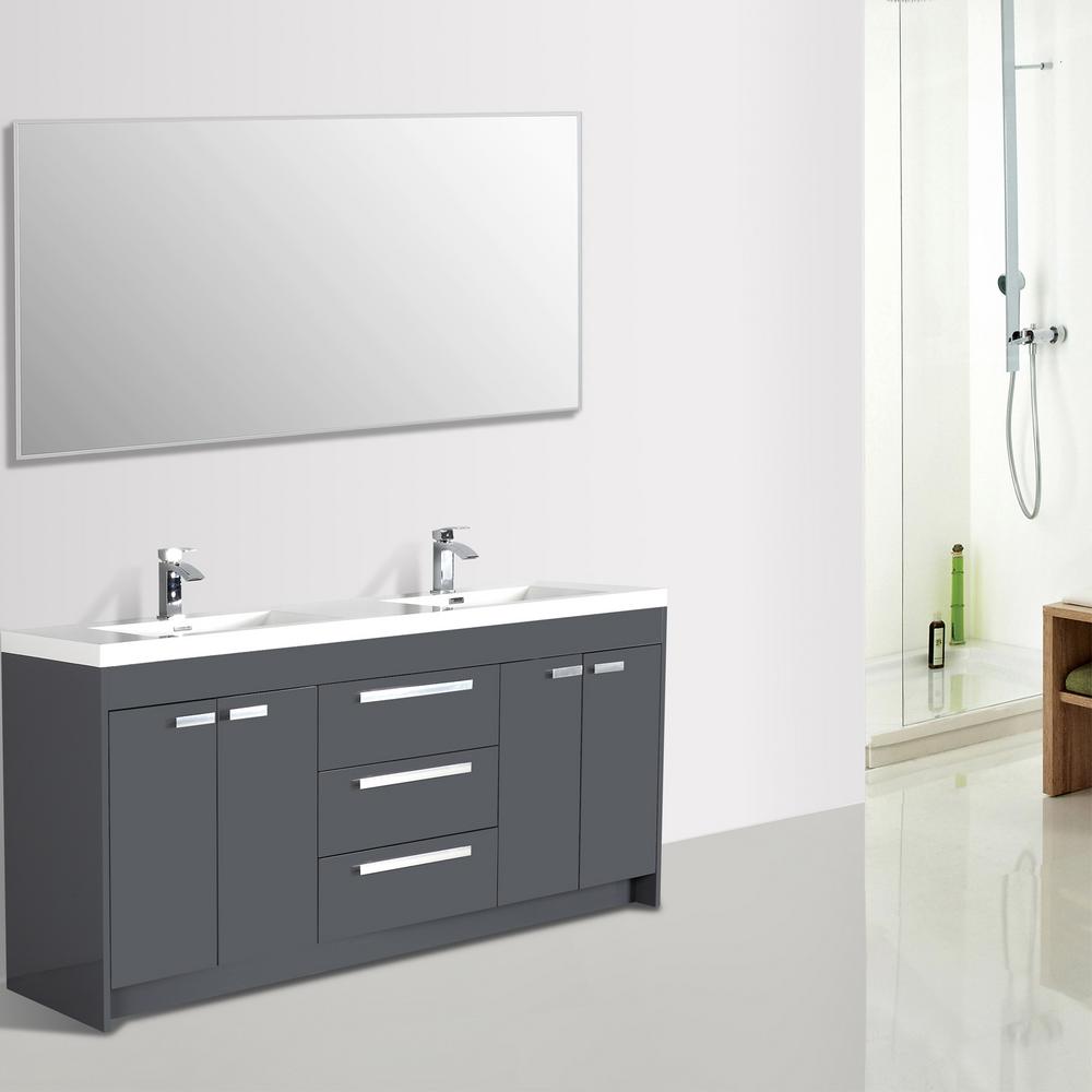Eviva Lugano 72 In Gray Modern Bathroom Vanity With White Gray Modern Bathroom Vanity With White