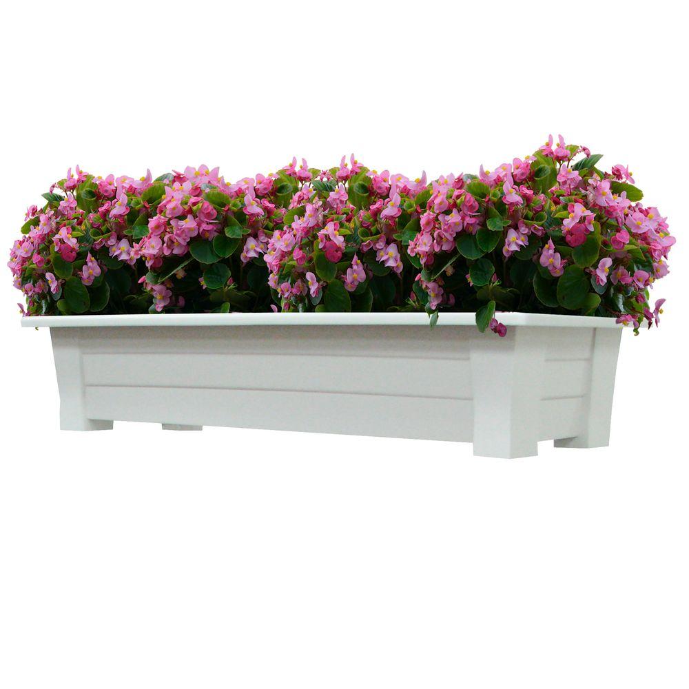 Adams Manufacturing 36 In X 15 White Resin Deck Planter 9302 48 Adams Manufacturing 36 In X 15 White Resin Deck Planter