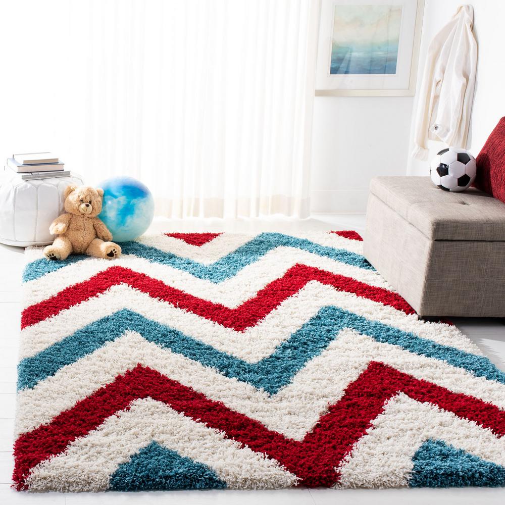 red kids rug