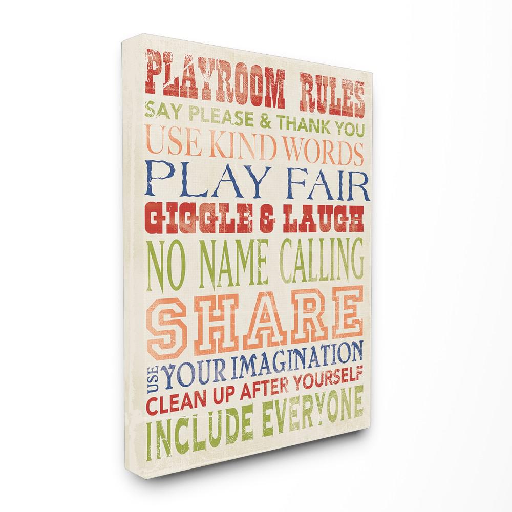 24 In X 30 Playroom Rules Four Colors By Stephanie Workman Marrott Printed Canvas Wall Art