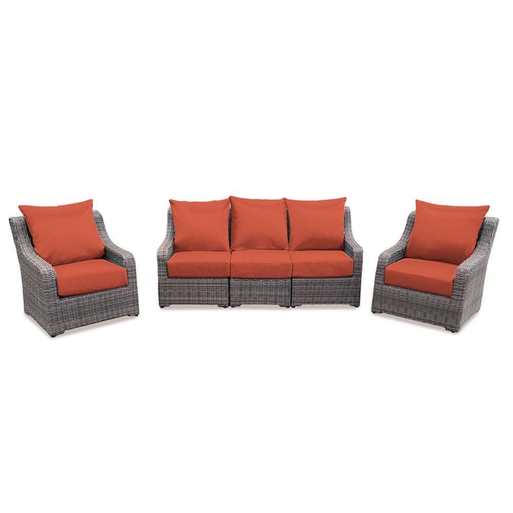 Sunbrella Fabric Patio Furniture Outdoors The Home Depot Cherry Hill 5 Piece Patio Deep Seating Set With Canvas Brick Cushions