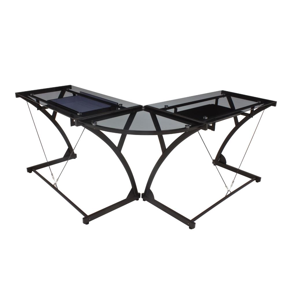 Soho Smoked Glass Computer Corner Desk With Sliding Keyboard Tray