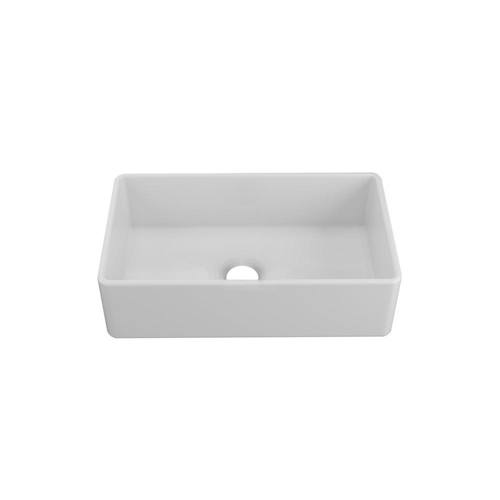 CASAINC All-In-One Crisp White Fireclay 33 in. Single Bowl ...