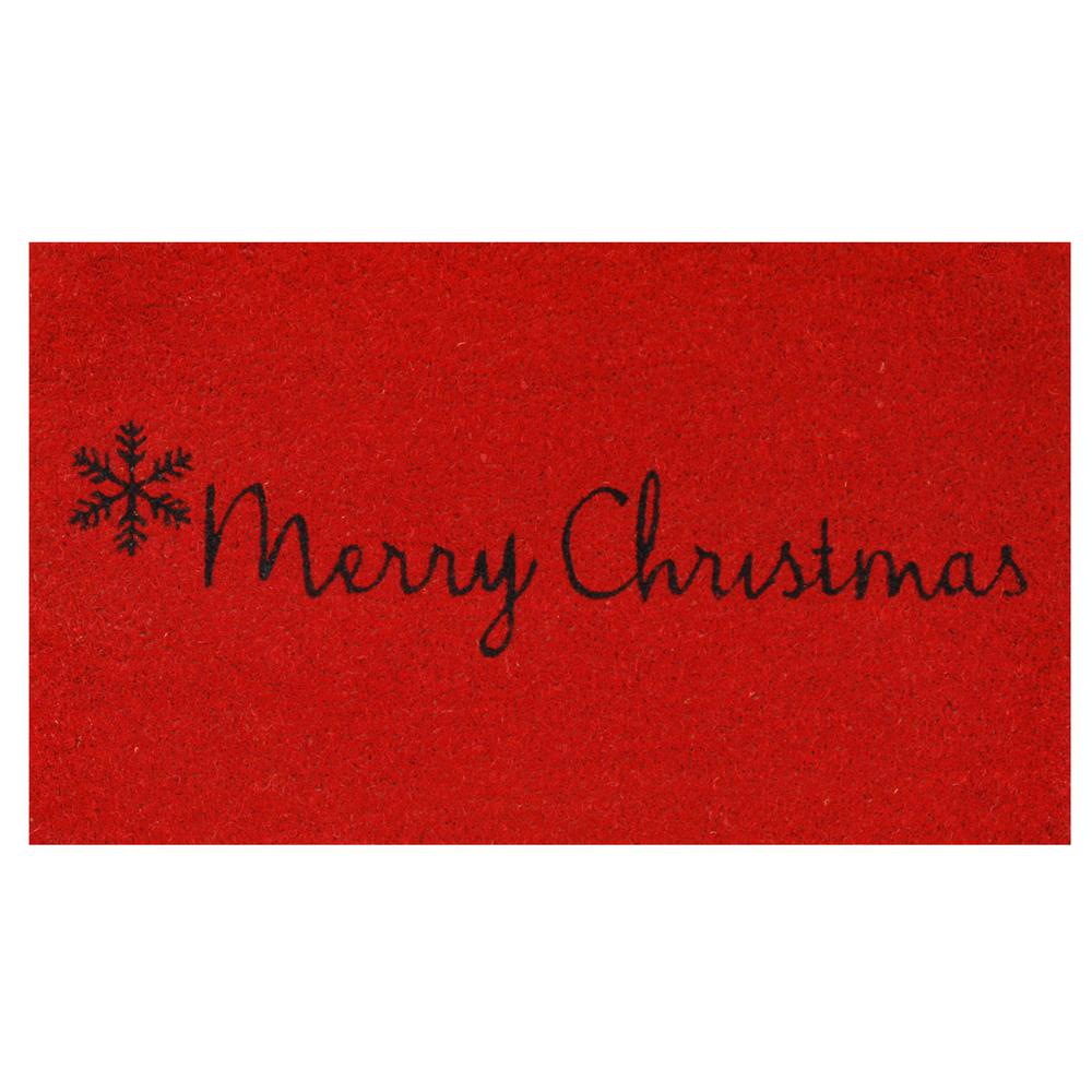 Home More Red Merry Christmas 17 In X 29 In Coir Door Mat