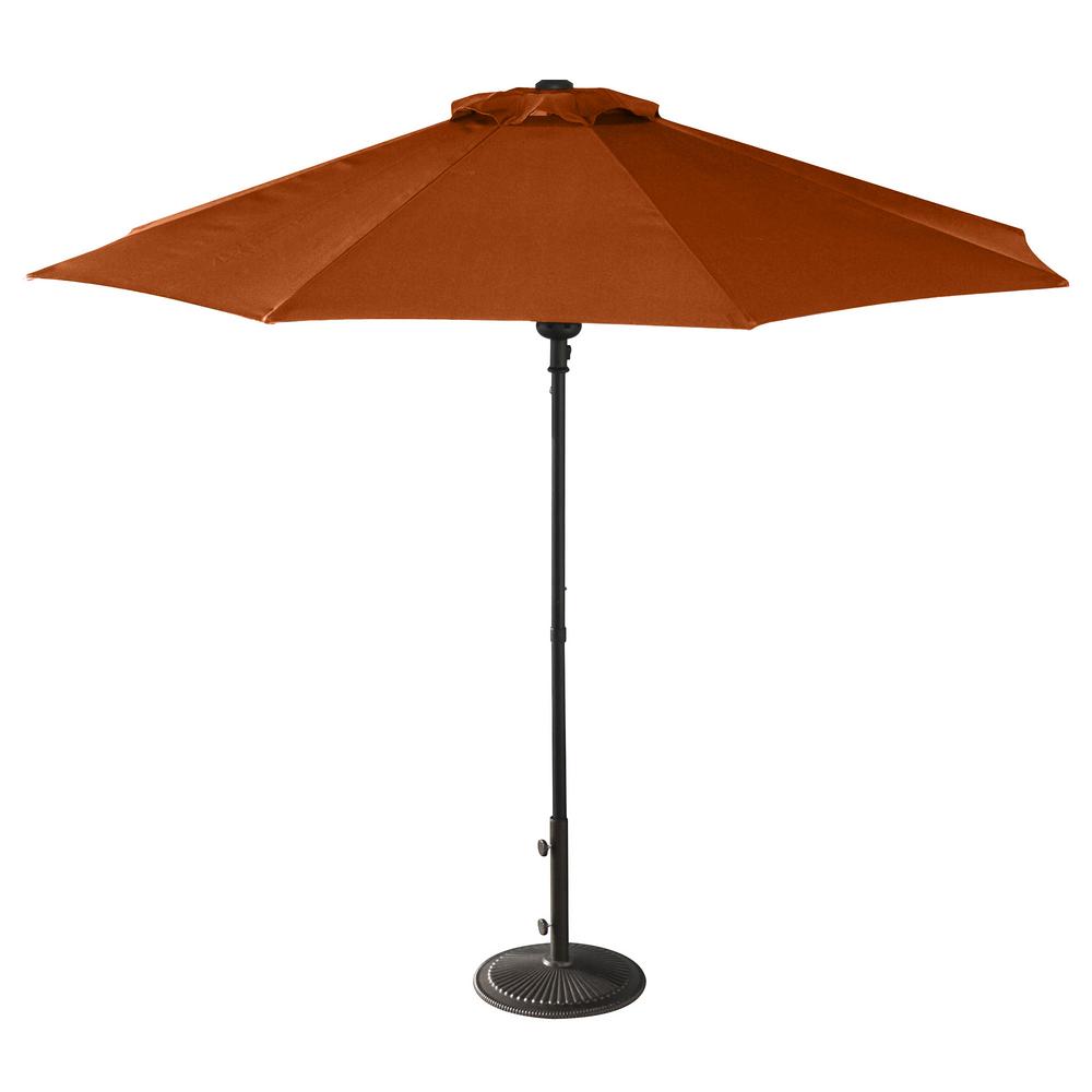 Island Umbrella Mirage Fiesta 9 Ft Market Solar Led Auto Tilt Patio Umbrella In Terra Cotta Olefin Nu5424tc The Home Depot