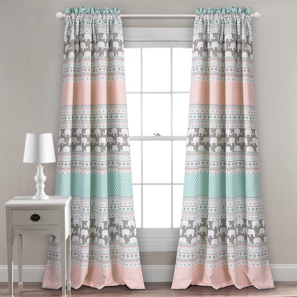 Lush Decor Elephant Stripe Juvy Window Panel Turquoise 84 In X