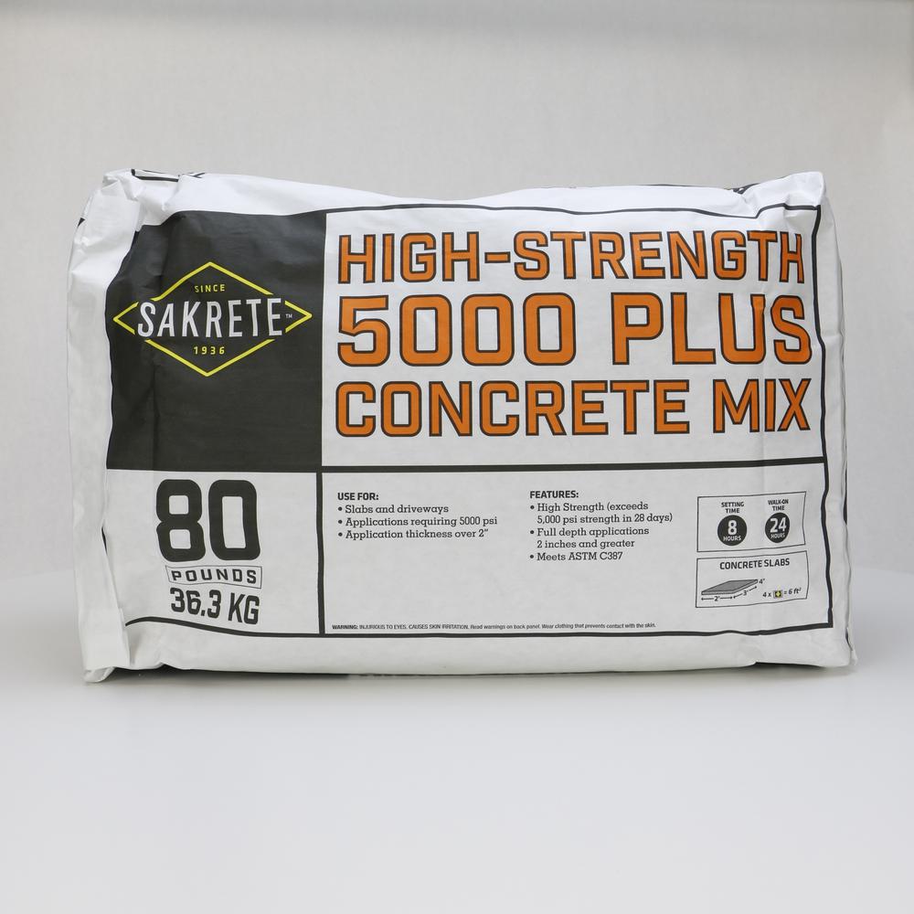 Sakrete 5000 Plus 80 Lb Concrete Mix 65200370 The Home Depot