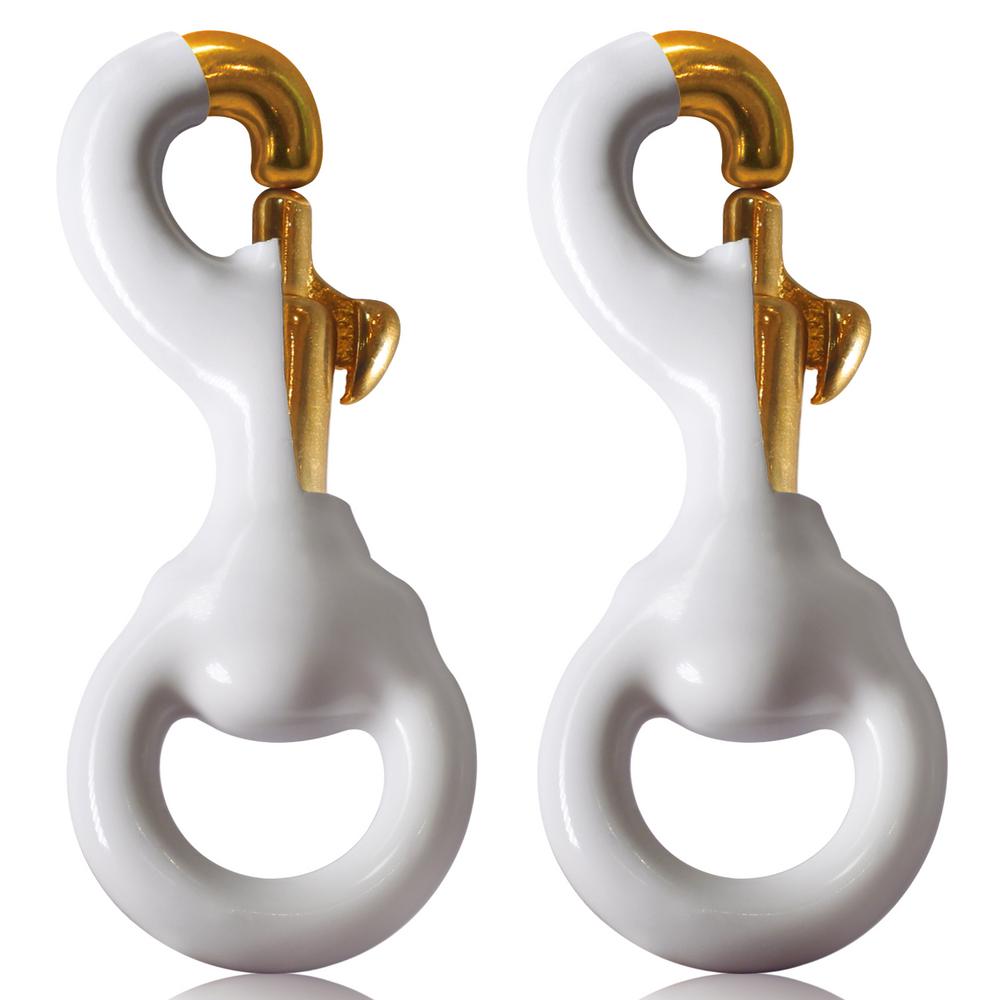 ANLEY 3.3 in. White Rubber Coated Brass Swivel Snap Hook - Heavy-Duty